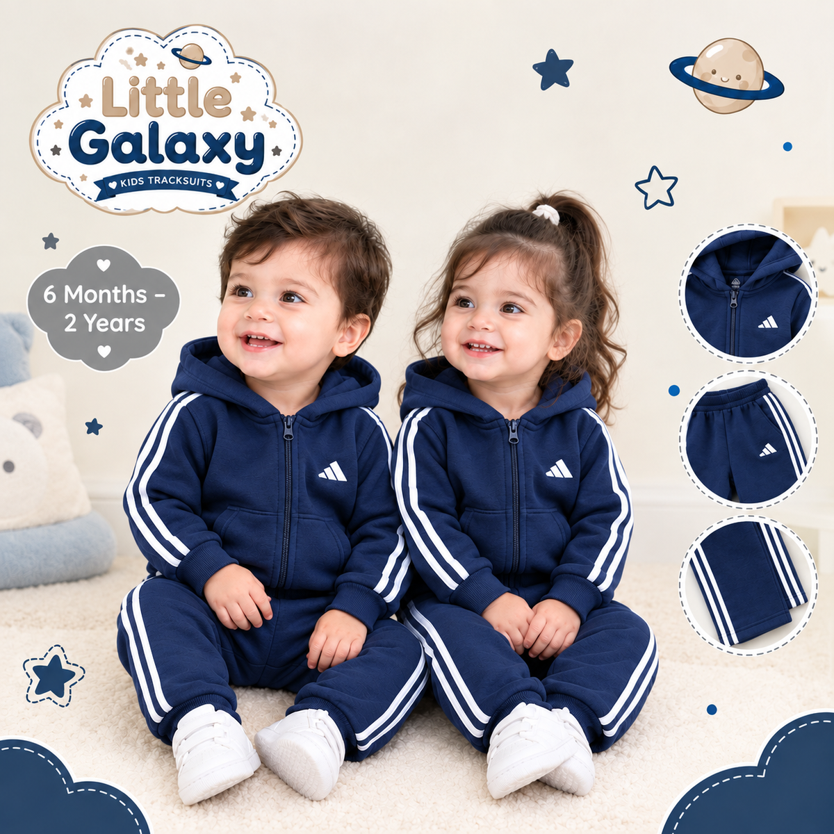 Premium Infant Baby Tracksuit Set | 6 Months–2 Years | Navy Blue