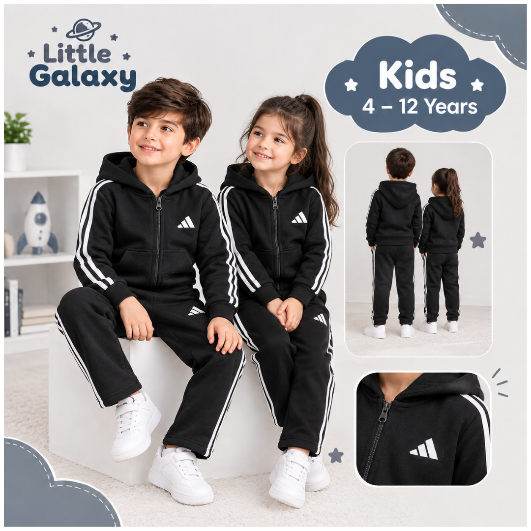 Premium Kids Tracksuit Set | Ages 4–12 Years | Black