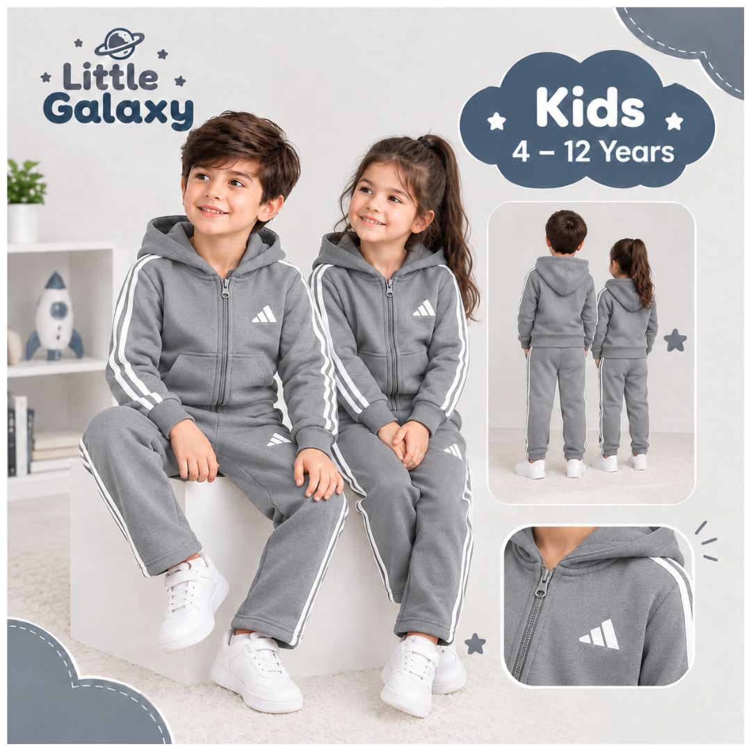Premium Kids Tracksuit Set | Ages 4–12 Years | Grey