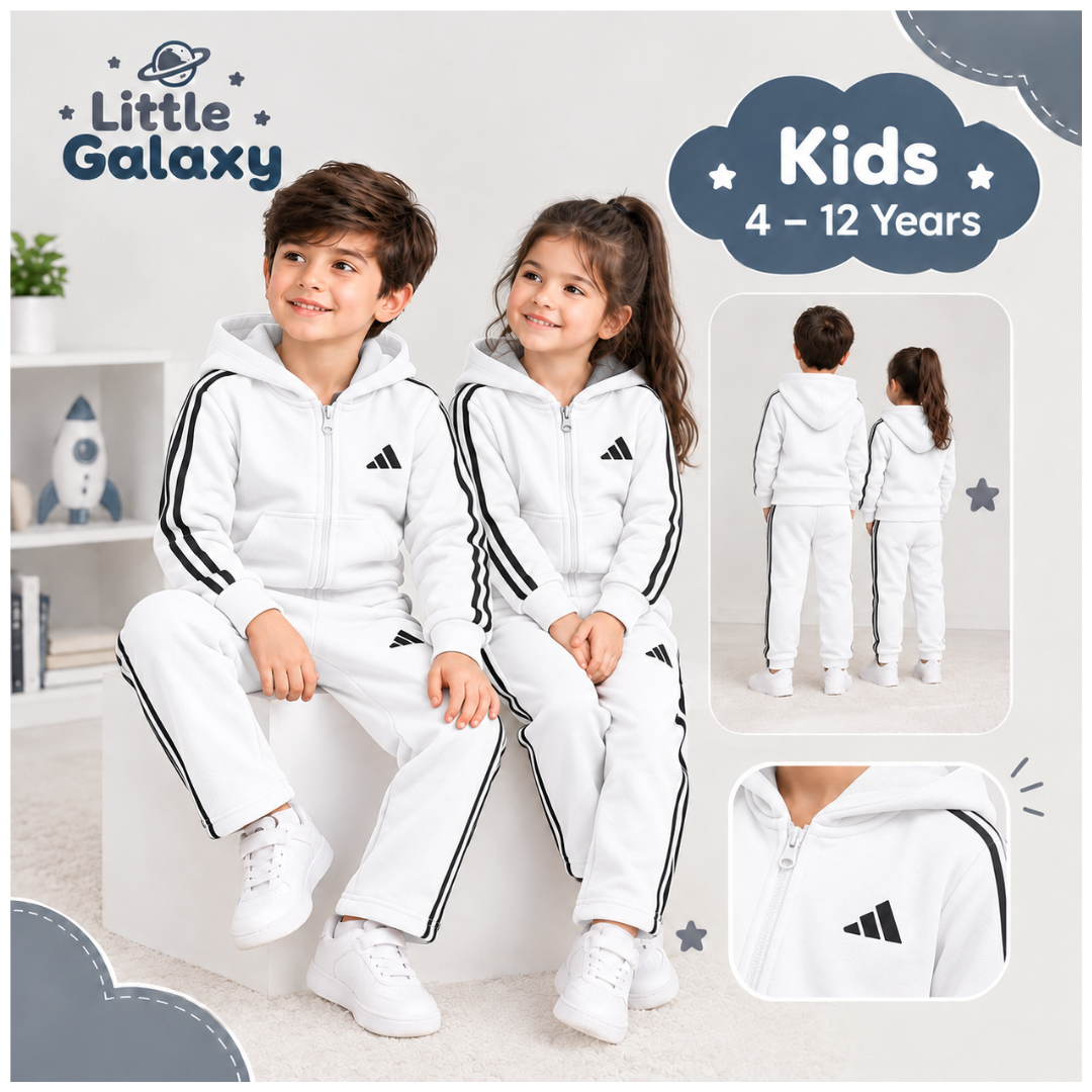 Premium Kids Tracksuit Set | Ages 4–12 Years | White