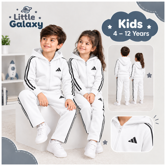 Premium Kids Tracksuit Set | Ages 4–12 Years | White